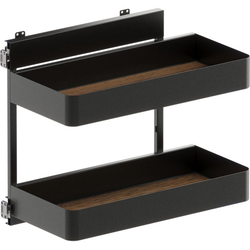 VS SUB Side Side Mounted 2 Basket Base Pullout, 12" Minimum Cabinet Opening Width, 20" Installation Height, Planero Unhanded for L/R Hinged Cabinets, Carbon Steel Gray / Walnut