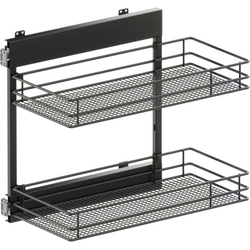 VS SUB Side Side Mounted 2 Basket Base Pullout, 12" Minimum Cabinet Opening Width, 20" Installation Height, Saphir Unhanded for L/R Hinged Cabinets, Carbon Steel Gray