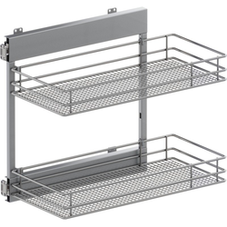 VS SUB Side Side Mounted 2 Basket Base Pullout, 12" Minimum Cabinet Opening Width, 20" Installation Height, Saphir Unhanded for L/R Hinged Cabinets, Platinum