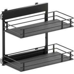VS SUB Side Side Mounted 2 Basket Base Pullout, 12" Minimum Cabinet Opening Width, 20" Installation Height, Scalea Unhanded for L/R Hinged Cabinets, Carbon Steel Gray