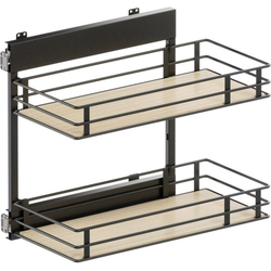 VS SUB Side Side Mounted 2 Basket Base Pullout, 12" Minimum Cabinet Opening Width, 20" Installation Height, Scalea Unhanded for L/R Hinged Cabinets, Carbon Steel Gray / Maple