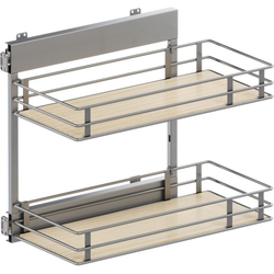 VS SUB Side Side Mounted 2 Basket Base Pullout, 12" Minimum Cabinet Opening Width, 20" Installation Height, Scalea Unhanded for L/R Hinged Cabinets, Platinum