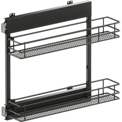 VS SUB Side Side Mounted 2 Basket Base Pullout, 6" Minimum Cabinet Opening Width, 20" Installation Height, Saphir Unhanded for L/R Hinged Cabinets, Carbon Steel Gray