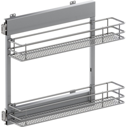 VS SUB Side Side Mounted 2 Basket Base Pullout, 6" Minimum Cabinet Opening Width, 20" Installation Height, Saphir Unhanded for L/R Hinged Cabinets, Platinum