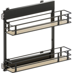 VS SUB Side Side Mounted 2 Basket Base Pullout, 6" Minimum Cabinet Opening Width, 20" Installation Height, Scalea Unhanded for L/R Hinged Cabinets, Carbon Steel Gray / Maple