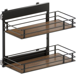 VS SUB Side Side Mounted 2 Basket Base Pullout, 12" Minimum Cabinet Opening Width, 20" Installation Height, Scalea Unhanded for L/R Hinged Cabinets, Carbon Steel Gray / Walnut