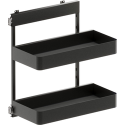 VS SUB Side Side Mounted 2 Basket Base Pullout, 12" Minimum Cabinet Opening Width, 25" Installation Height, Planero Unhanded for L/R Hinged Cabinets, Carbon Steel Gray