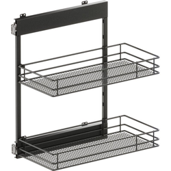 VS SUB Side Side Mounted 2 Basket Base Pullout, 12" Minimum Cabinet Opening Width, 25" Installation Height, Saphir Unhanded for L/R Hinged Cabinets, Carbon Steel Gray