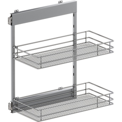 VS SUB Side Side Mounted 2 Basket Base Pullout, 12" Minimum Cabinet Opening Width, 25" Installation Height, Saphir Unhanded for L/R Hinged Cabinets, Platinum