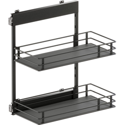 VS SUB Side Side Mounted 2 Basket Base Pullout, 12" Minimum Cabinet Opening Width, 25" Installation Height, Scalea Unhanded for L/R Hinged Cabinets, Carbon Steel Gray