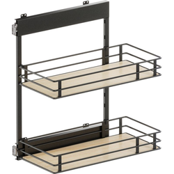 VS SUB Side Side Mounted 2 Basket Base Pullout, 12" Minimum Cabinet Opening Width, 25" Installation Height, Scalea Unhanded for L/R Hinged Cabinets, Carbon Steel Gray / Maple