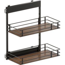 VS SUB Side Side Mounted 2 Basket Base Pullout, 12" Minimum Cabinet Opening Width, 25" Installation Height, Scalea Unhanded for L/R Hinged Cabinets, Carbon Steel Gray / Walnut