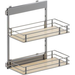 VS SUB Side Side Mounted 2 Basket Base Pullout, 12" Minimum Cabinet Opening Width, 25" Installation Height, Scalea Unhanded for L/R Hinged Cabinets, Platinum