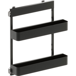 VS SUB Side Side Mounted 2 Basket Base Pullout, 6" Minimum Cabinet Opening Width, 25" Installation Height, Planero Unhanded for L/R Hinged Cabinets, Carbon Steel Gray / Walnut