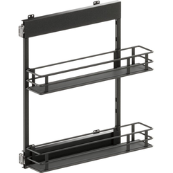 VS SUB Side Side Mounted 2 Basket Base Pullout, 6" Minimum Cabinet Opening Width, 25" Installation Height, Scalea Unhanded for L/R Hinged Cabinets, Carbon Steel Gray