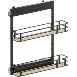 VS SUB Side Side Mounted 2 Basket Base Pullout, 6" Minimum Cabinet Opening Width, 25" Installation Height, Scalea Unhanded for L/R Hinged Cabinets, Carbon Steel Gray / Maple