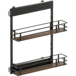 VS SUB Side Side Mounted 2 Basket Base Pullout, 6" Minimum Cabinet Opening Width, 25" Installation Height, Scalea Unhanded for L/R Hinged Cabinets, Carbon Steel Gray / Walnut