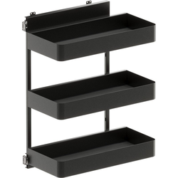 VS SUB Side Side Mounted 3 Basket Base Pullout, 12" Minimum Cabinet Opening Width, 30-1/2" Installation Height, Planero Unhanded for L/R Hinged Cabinets, Carbon Steel Gray