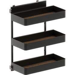 VS SUB Side Side Mounted 3 Basket Base Pullout, 12" Minimum Cabinet Opening Width, 30-1/2" Installation Height, Planero Unhanded for L/R Hinged Cabinets, Carbon Steel Gray / Walnut
