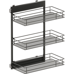 VS SUB Side Side Mounted 3 Basket Base Pullout, 12" Minimum Cabinet Opening Width, 30-1/2" Installation Height, Saphir Unhanded for L/R Hinged Cabinets, Carbon Steel Gray