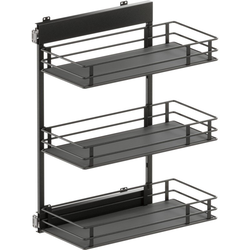 VS SUB Side Side Mounted 3 Basket Base Pullout, 12" Minimum Cabinet Opening Width, 30-1/2" Installation Height, Scalea Unhanded for L/R Hinged Cabinets, Carbon Steel Gray