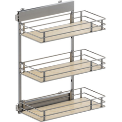 VS SUB Side Side Mounted 3 Basket Base Pullout, 12" Minimum Cabinet Opening Width, 30-1/2" Installation Height, Scalea Unhanded for L/R Hinged Cabinets, Platinum