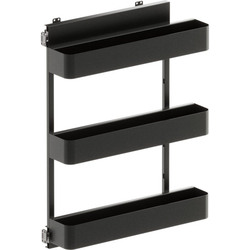 VS SUB Side Side Mounted 3 Basket Base Pullout, 6" Minimum Cabinet Opening Width, 30-1/2" Installation Height, Planero Unhanded for L/R Hinged Cabinets, Carbon Steel Gray / Walnut