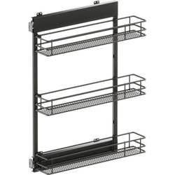 VS SUB Side Side Mounted 3 Basket Base Pullout, 6" Minimum Cabinet Opening Width, 30-1/2" Installation Height, Saphir Unhanded for L/R Hinged Cabinets, Carbon Steel Gray