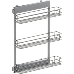 30% OFF VS SUB Side Side Mounted 3 Basket Base Pullout, 6" Minimum Cabinet Opening Width, 30-1/2" Installation Height, Saphir Unhanded for L/R Hinged Cabinets, Platinum
