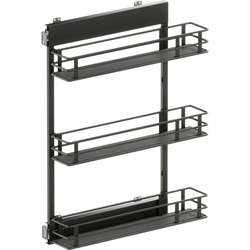 VS SUB Side Side Mounted 3 Basket Base Pullout, 6" Minimum Cabinet Opening Width, 30-1/2" Installation Height, Scalea Unhanded for L/R Hinged Cabinets, Carbon Steel Gray