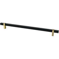 18 Inch Center to Center Rivet Rebel Transitional Appliance Pull, Matte Black and Modern Brushed Gold