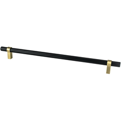 18 Inch Center to Center Radial Reign Contemporary Appliance Pull, Matte Black and Modern Brushed Gold