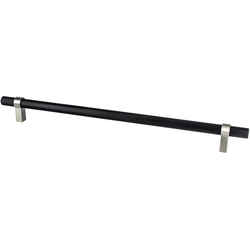18 Inch Center to Center Radial Reign Contemporary Appliance Pull, Matte Black and Brushed Nickel