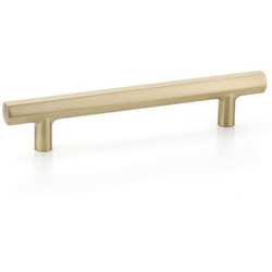 5 Inch Center to Center Mod Hex Cabinet Pull, Satin Brass