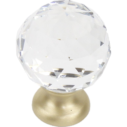 Glamour Knob 1-1/8 inch Diameter Transparent with Satin Brass Base