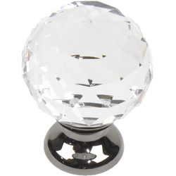 Glamour 1-1/8 inch Diameter Transparent with Matte Black Base