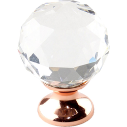 Tahoe 1-1/2 Inch Diameter Polished Rose Gold &amp; Crystal Cabinet Knob