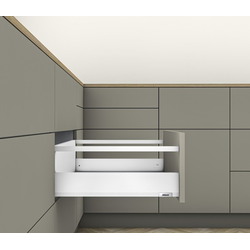 MERIVOBOX INSERTA 16 Inch Length Soft-Close Metal Drawer System Kit, with 2 Gallery Rails, E Height, 7-9/16 Inch (192mm), 125 lbs Load Capacity, Silk White Matte
