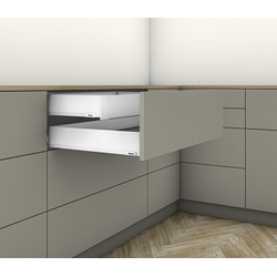 MERIVOBOX INSERTA 20 Inch Length Interior Roll-Out Soft-Close Drawer System Kit with Front Face, M Height, 3-9/16 Inch (91mm), 125 lbs Load Capacity, Silk White Matte
