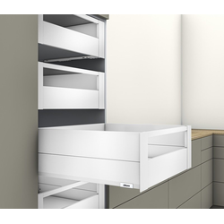 MERIVOBOX INSERTA 14 Inch Length Interior Roll-Out Soft-Close Metal Drawer System Kit,with Front Face, E Height, 7-9/16 Inch (192mm), 125 lbs Load Capacity, Silk White Matte