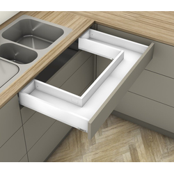 MERIVOBOX INSERTA 18 Inch Length Wraparound Sink Drawer Soft-Close Metal Drawer System Kit, M Height, 3-9/16 Inch (91mm), 125 lbs Load Capacity, Silk White Matte