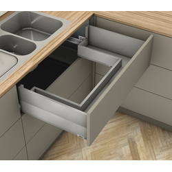 MERIVOBOX INSERTA 22 Inch Length Wraparound Sink Drawer Soft-Close Metal Drawer System Kit, E Height, 7-9/16 Inch (192mm), 170 lbs Load Capacity, Indium Gray Matte
