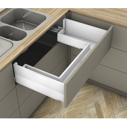 MERIVOBOX INSERTA 22 Inch Length Wraparound Sink Drawer Soft-Close Metal Drawer System Kit, E Height, 7-9/16 Inch (192mm), 170 lbs Load Capacity, Silk White Matte