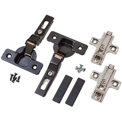 30% OFF Knape and Vogt Self-Closing Inset Pocket Door Hinge Kit for 3/4" to 1-5/16" Thickness Doors, including 2 Hinges, Cover Caps, Mounting Plates, and Screws, 40mm Bore, Titanium Color 