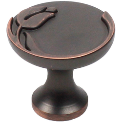 Tulip 1-3/16 Inch Diameter Antique Bronze Copper Cabinet Knob
