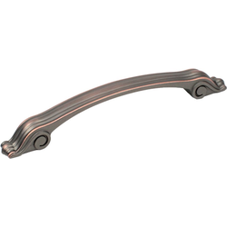 Volute 5-1/16 Inch Center to Center Antique Bronze With Copper Cabinet Pull