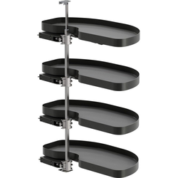 Cornerstone Maxx 4 Tray Blind Corner Swing-Out Organizer, Blind Left, Planero Style, Min Opening W 18" Face Frame / 18-11/16" Frameless, Inst H 53-1/8 to 63", Carbon Steel Gray