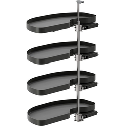 Cornerstone Maxx 4 Tray Blind Corner Swing-Out Organizer, Blind Right, Planero Style, Min Opening W 21" Face Frame / 22-5/8" Frameless, Inst H 53-1/8 to 63", Carbon Steel Gray