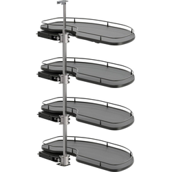 Cornerstone Maxx 4 Tray Blind Corner Swing-Out Organizer, Blind Left, Scalea Style, Min Opening W 15" Face Frame / 16-11/16" Frameless, Inst H 53-1/8 to 63", Carbon Steel Gray