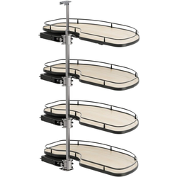 Cornerstone Maxx 4 Tray Blind Corner Swing-Out Organizer, Blind Left, Scalea Style, Min Opening W 18" Face Frame / 18-11/16" Frameless, Inst H 53-1/8 to 63", Carbon Steel Gray / Maple